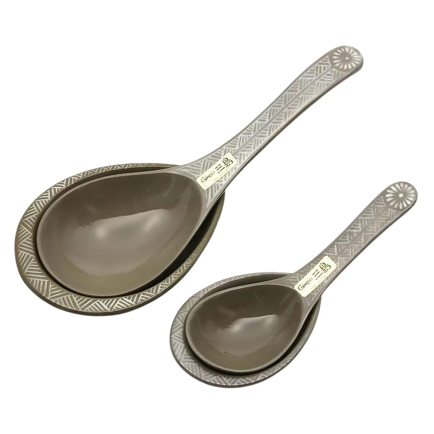 Premium Ginpo Banko Ware Renge Soup Spoon & Spoon Rest Set - Authentic Japanese Ceramic Tableware for Soup, Dessert & Tea - Perfect for Dining, Gifts & Home Decor