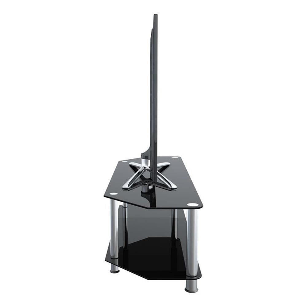 AVF Modern Steel and Glass TV Stand for 65 Inch Flat Screen TVs - Black Chrome Finish - Perfect for Living Room, Bedroom, or Home Theater Setup