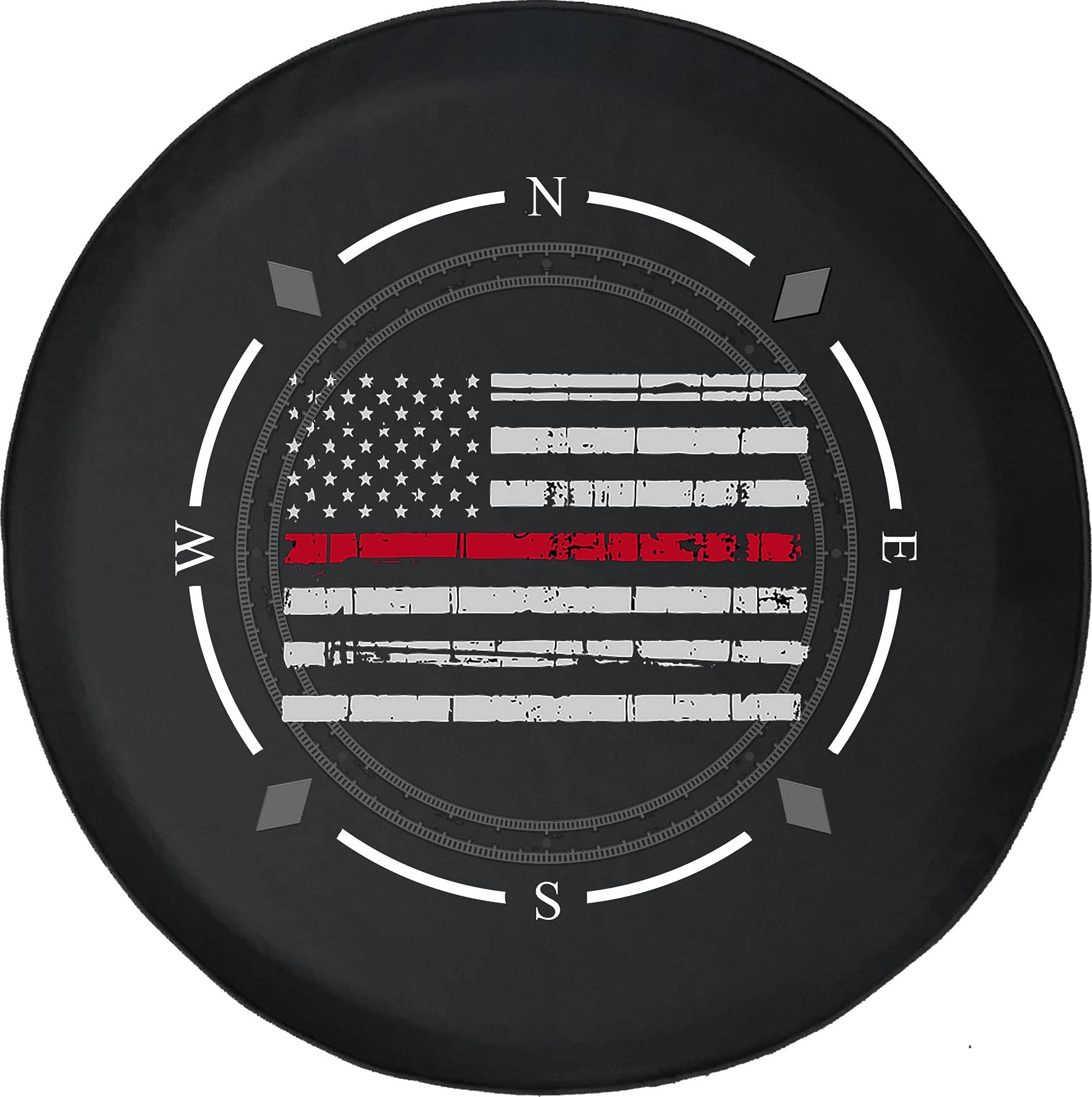 Vintage American Flag Spare Tire Cover with Compass Design - Universal Fit for SUV, Trailer, RV & Most Vehicles - Durable Wheel Protector for Off-Road Adventures & Patriotic Style