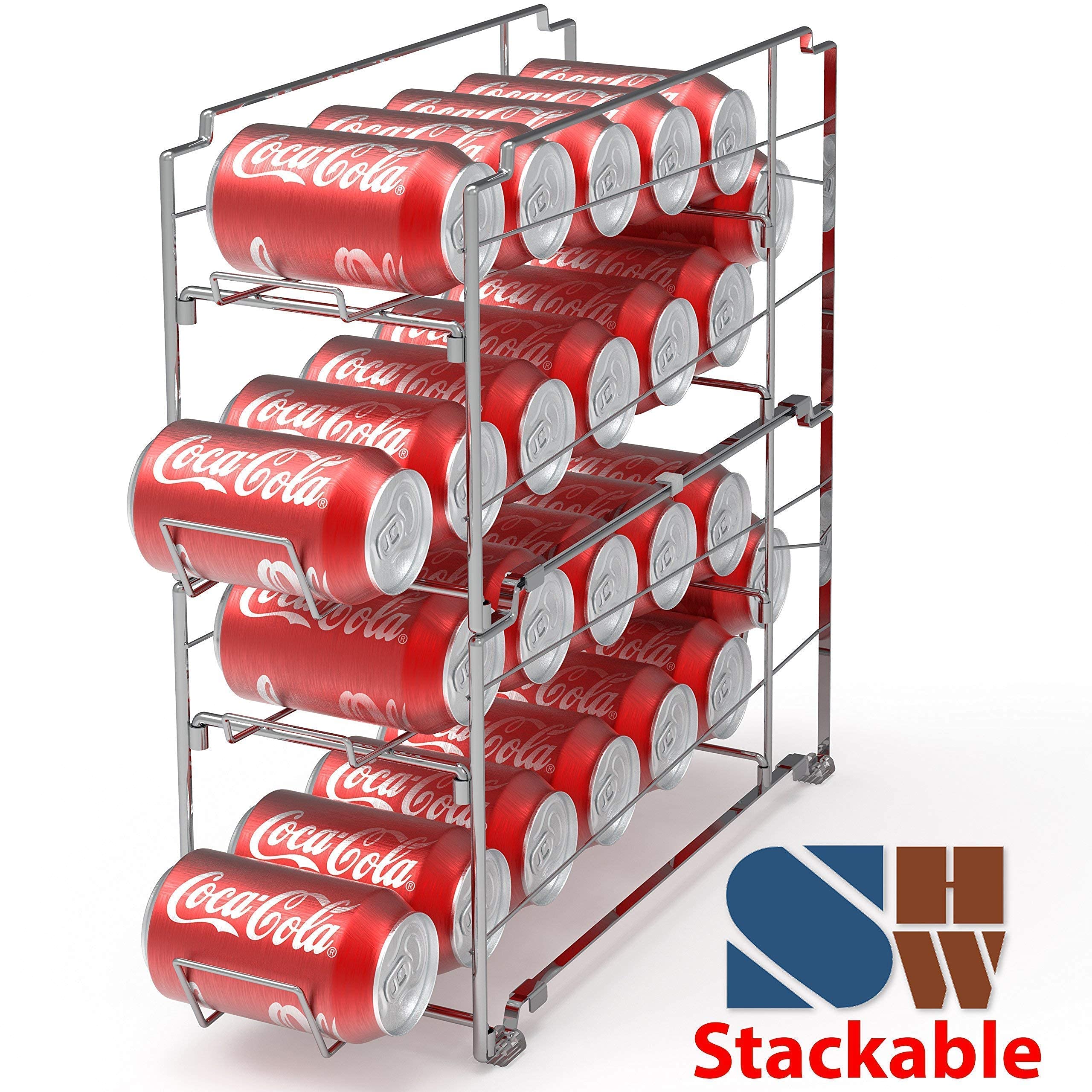 Stackable Beverage Can Dispenser & Kitchen Organizer Bin - Space Saving Soda Can Holder for Pantry, Fridge, Party & Bar Organization