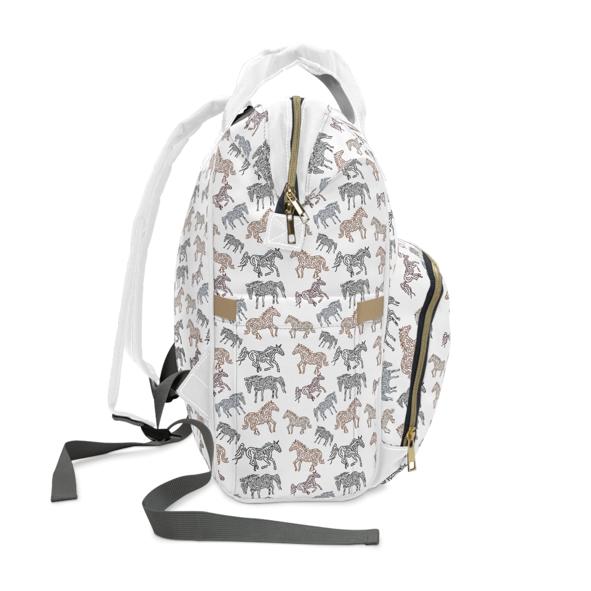 Galloping Horses Multifunctional Diaper Backpack for Moms - Large Baby Bag with Insulated Bottle Pockets & Changing Station - Perfect for Travel, Daycare & On-the-Go Parenting