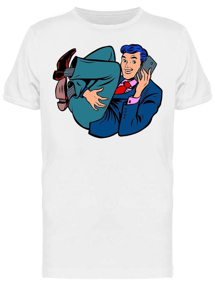 Businessman Talking On The Phone T-Shirt for Men - Premium Cotton Office Casual Tee - Perfect for Work, Meetings & Professional Events