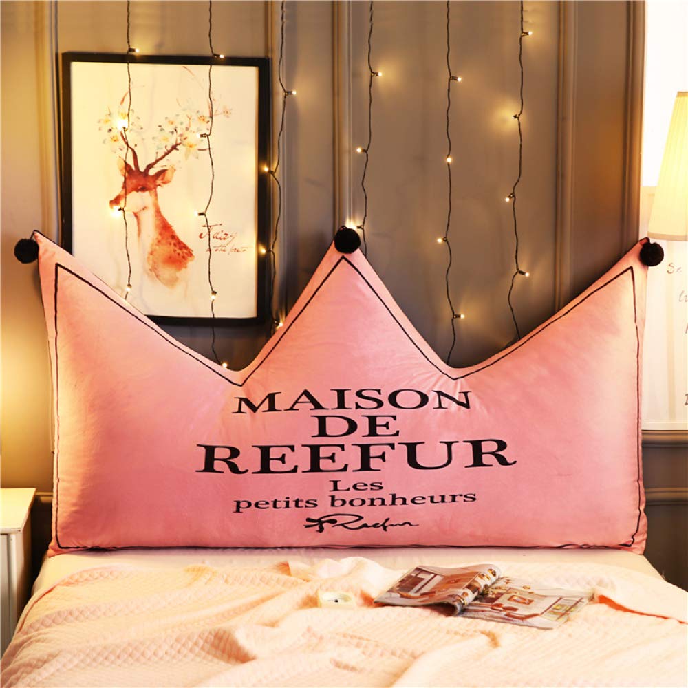 Velvet Cushion Crown Bed Pillow - Large Soft Reading & Back Support Pillow (60x40cm) - Removable Washable Cover for Sofa, Bed, Office & Home Decor
