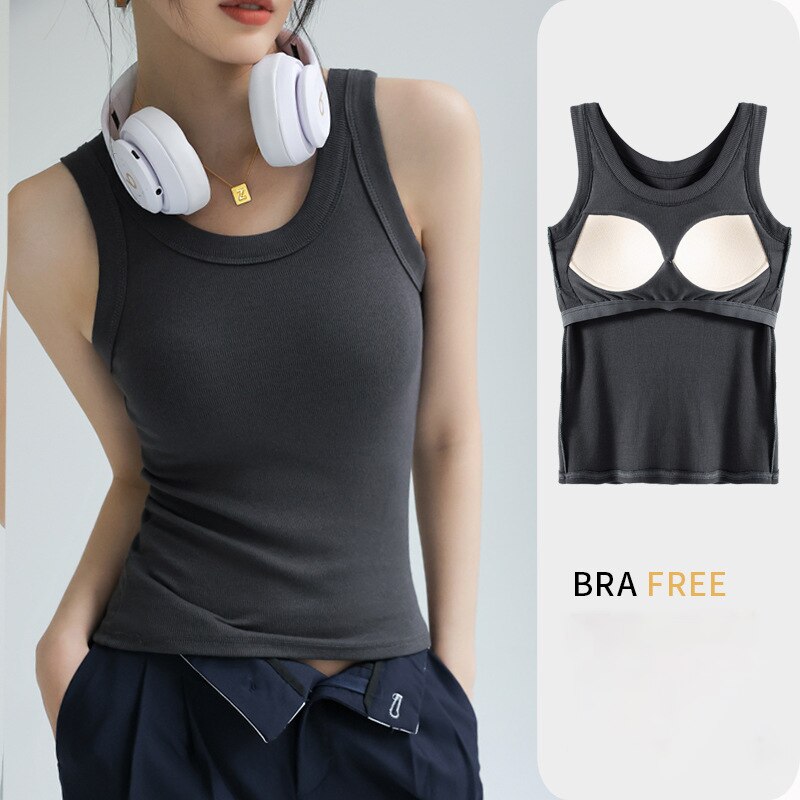 Women's Padded Camisole Top - Comfortable Lace Trim Underwire Support for Everyday Wear & Layering