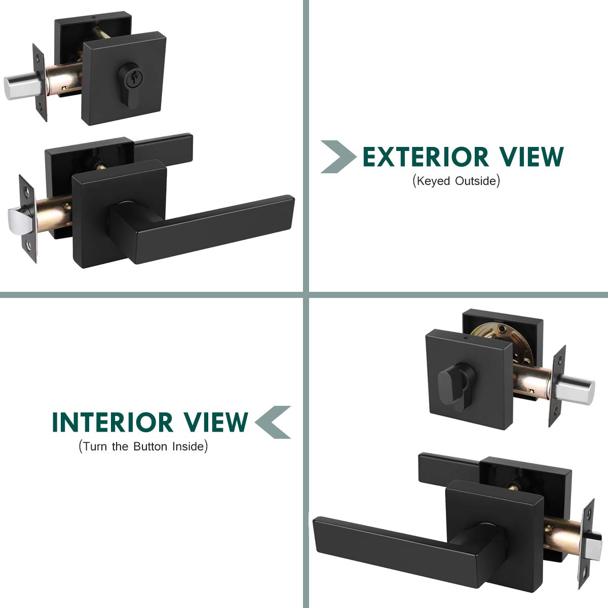 Keyed Entry Door Lockset with Deadbolt - Matte Black for Bedroom & Front Door Security
