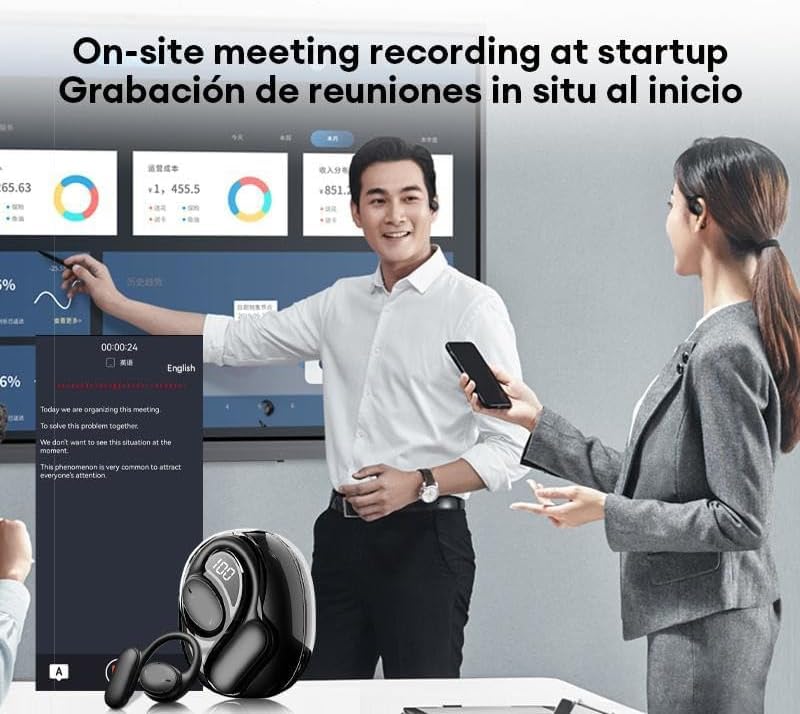 Paxa AI Open-Ear Translation Headphones - Real-Time Language Translator for 75+ Languages, Wireless Bluetooth Headset with Open Air Design - Perfect for Travel, Business Meetings & Multilingual Conversations (Black)