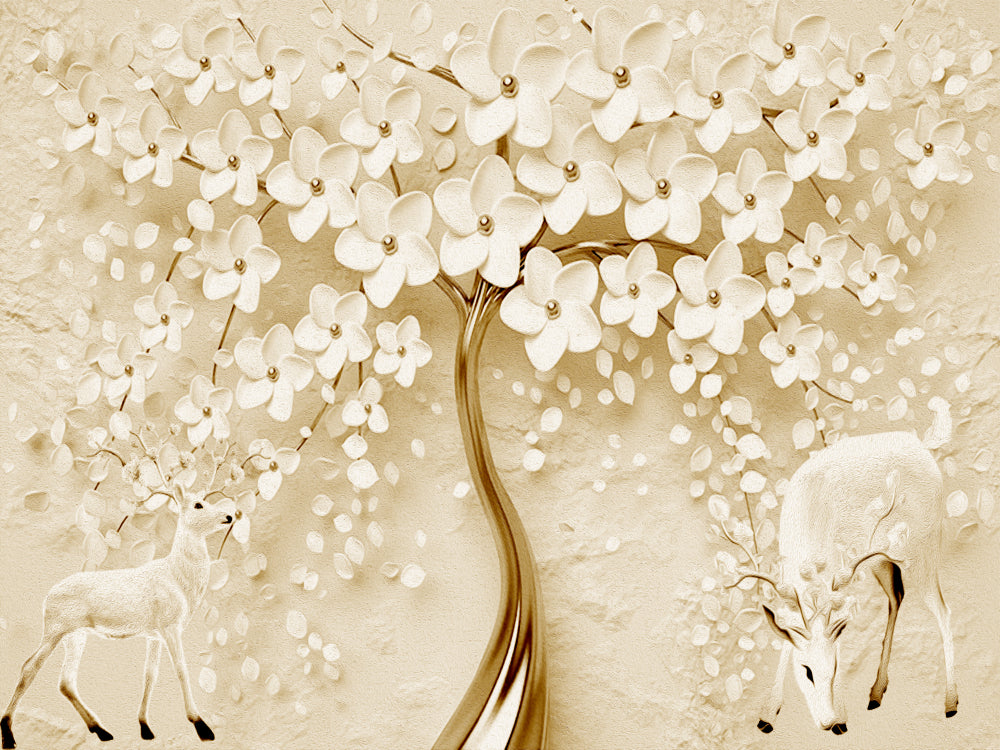 3D White Gold Abstract Floral Design Print 100% Australian Made - Elegant Home Decor for Living Room, Bedroom & Office Wall Art