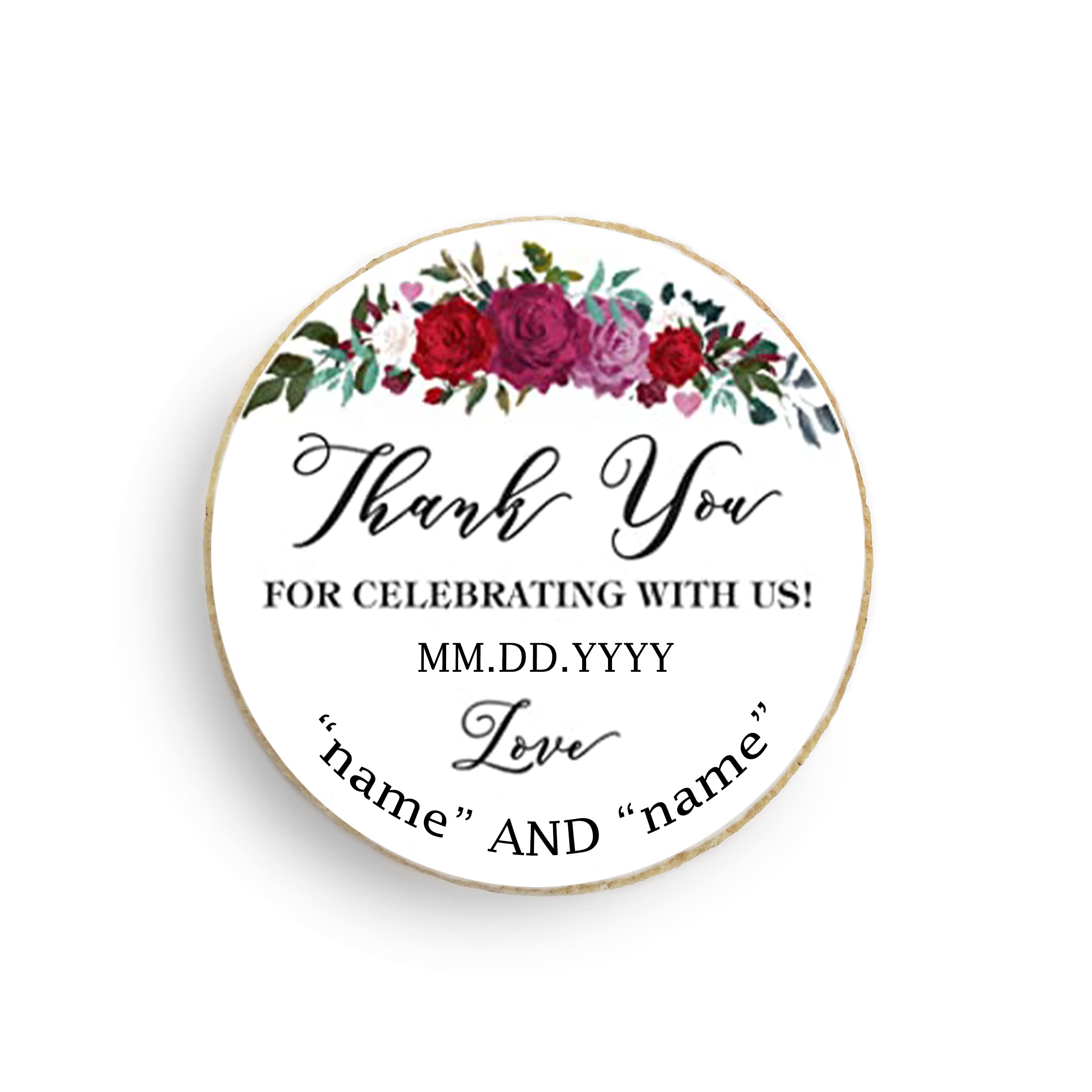 Custom Round Wedding Party Cookies - 4 Pack with Personalized Photo Decorations | Design #3 | Perfect for Wedding Favors, Bridal Showers, and Anniversary Celebrations
