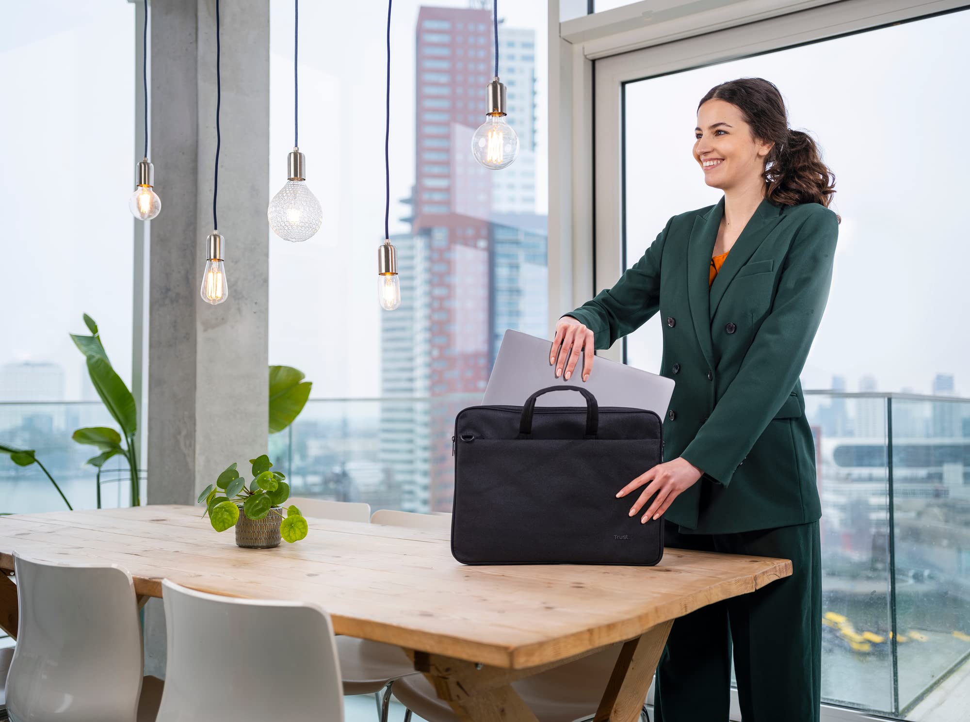 Trust Bologna Eco-Friendly 16 Inch Laptop Bag with Shoulder Strap | Recycled Plastic RPET Lightweight Work Bag for Travel, Business, Office & School | Sustainable Carrying Case for Everyday Use