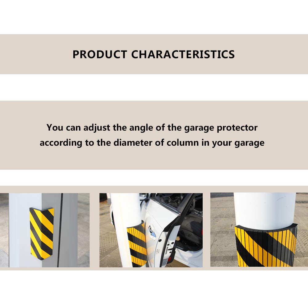 Garage Wall Protector Foam Column Guard - Reflective Edge Bumper for Parking Garages & Driveways (2-Pack) - Prevent Vehicle Damage to Walls & Poles - Perfect for Home Garages, Commercial Parking Lots & Tight Spaces