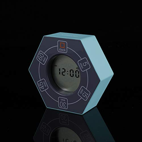 Digital Timer with Clock - 5/15/30/45/60 Minute Countdown Timer for Home, Office & Kitchen | Easy Time Management Tool (Cyan) | Perfect for Cooking, Studying, Workouts & Productivity