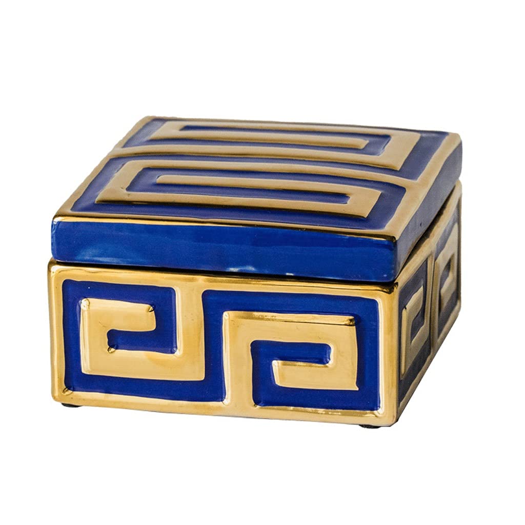 NNR Ceramic Jewelry Box - Gold Plated Travel Jewelry Organizer for Rings, Necklaces & Bracelets - Small Keepsake Storage Case (Blue) | Perfect for Travel, Home Decor & Gift Giving
