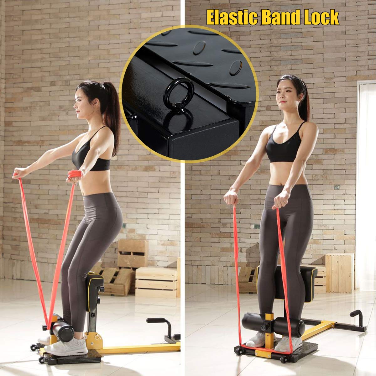 GYMAX 8-in-1 Adjustable Sissy Squat Machine for Home Gym - Strength Training Equipment with Protective Foam for Squats, Push-ups, Sit-ups & Rope Exercises - Perfect for Full Body Workout & Home Fitness Training