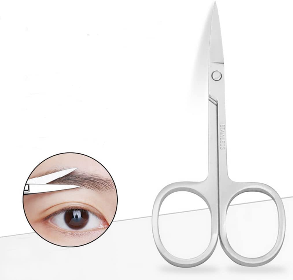 Professional Nose Hair & Eyebrow Scissors Set - Stainless Steel Facial Hair Trimmer with Straight & Rounded Tips for Ear Hair, Mustache, Beard Grooming - Includes Nail File - Perfect for Men's Grooming Kit & Travel Essentials