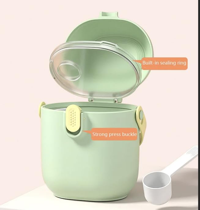 Organic Baby Formula Powder Dispenser - Portable Travel Container for Milk Powder, Snacks & Fruits | Leak-Proof BPA-Free Infant Feeding Accessories | Perfect for Diaper Bags, Strollers & On-The-Go Parenting (Green)