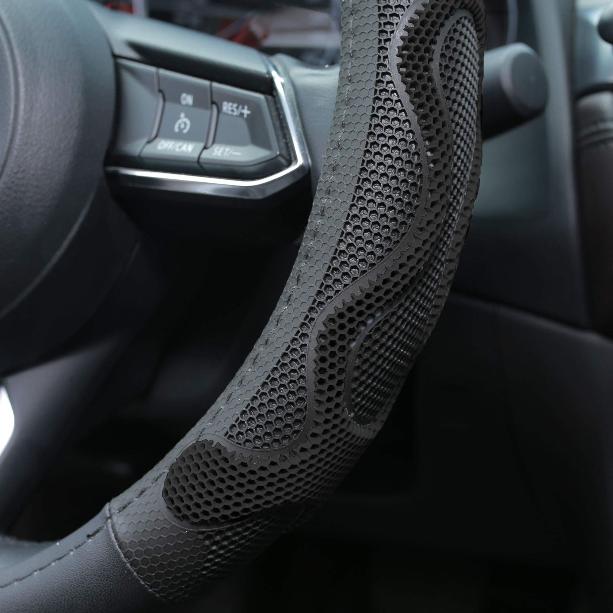 Premium Universal Leather Car Steering Wheel Cover with Anti-Slip Silicone Grip - Black | Comfort & Style for Daily Driving, Road Trips & Winter Protection
