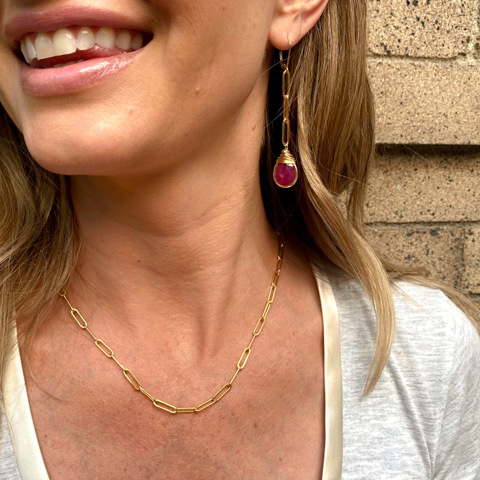Bloom Jewelry 14K Gold Paperclip Chain Necklace for Women - Minimalist Dainty Layering Necklace for Everyday Wear & Gift Giving