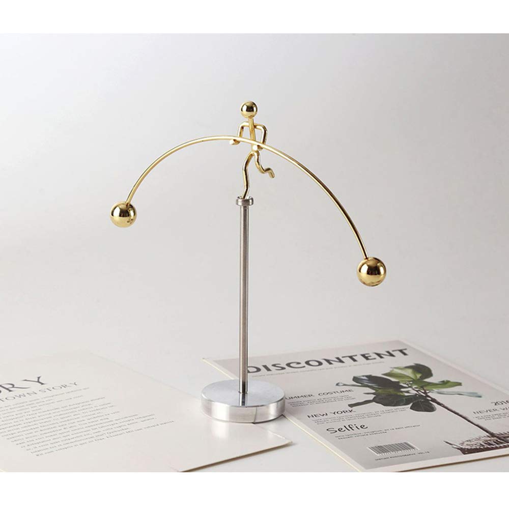 Creative Iron Man Balance Ball Swing Steel Rotating Tumbler Toy - Kinetic Art Weightlifter Desk Decor for Home & Office (Gold) | Stress Relief Gadget, Superhero Collector's Item, Unique Gift for Marvel Fans