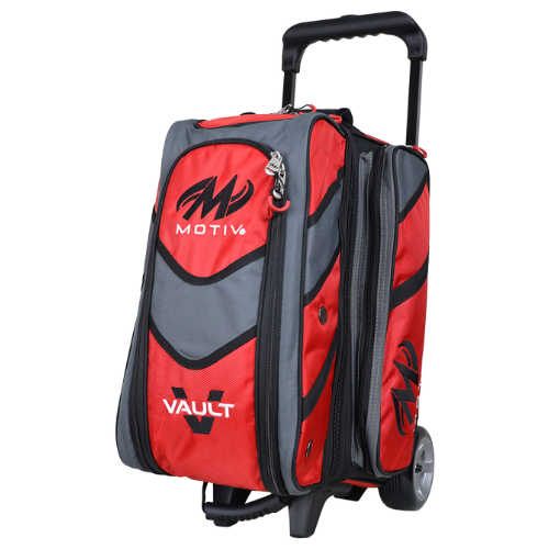 Motiv Vault 2 Ball Roller Bowling Bag - Fire Red Color for Professional & Casual Bowlers - Perfect for League Play, Practice & Tournaments