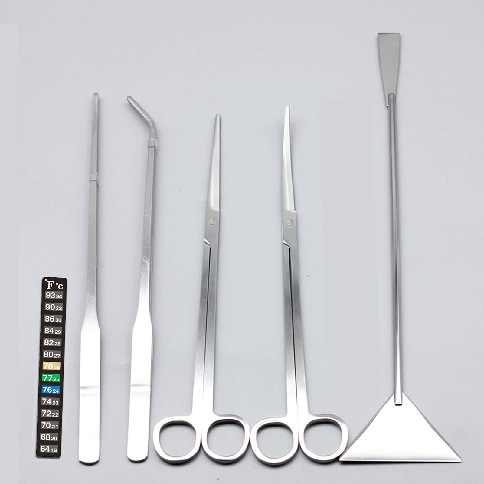 Joyeee Stainless Steel Aquarium Tools Kit - Scissors, Tweezers, Spatula for Fish Tank & Aquatic Plants Care