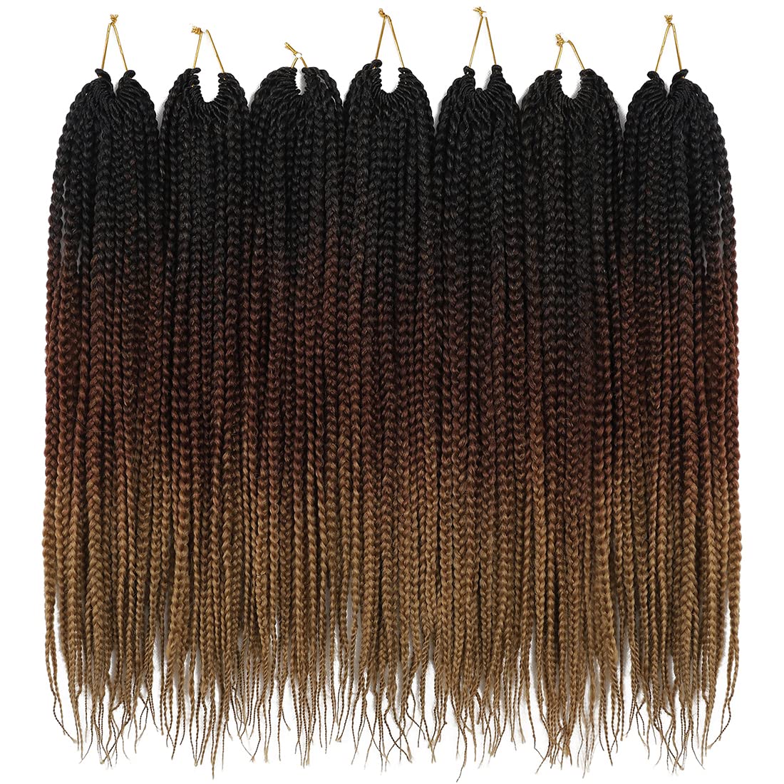 Pre-Looped Crochet Box Braids Hair - 7 Pack Goddess Box Braids for Easy Braiding (18 Inch, 1B/30/27) | Perfect for Protective Styles, Natural Hair & Everyday Wear