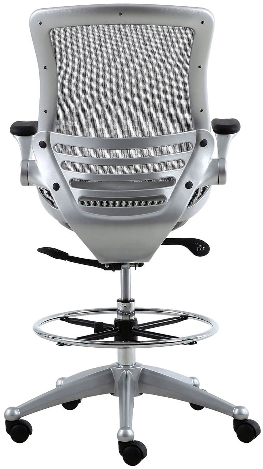 Harwick Evolve All Mesh Heavy Duty Drafting Chair with Platinum Finish [2250D GY] - Ergonomic Office Chair for Architects, Designers & Drafting Professionals