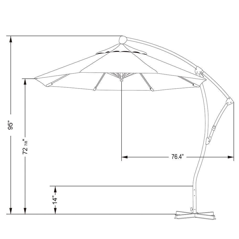 9-Foot California Offset Cantilever Patio Umbrella with Infinite Tilt & 360° Rotation - Sunbrella Fabric & Cross Section Base - Perfect for Poolside, Backyard, and Outdoor Dining Areas