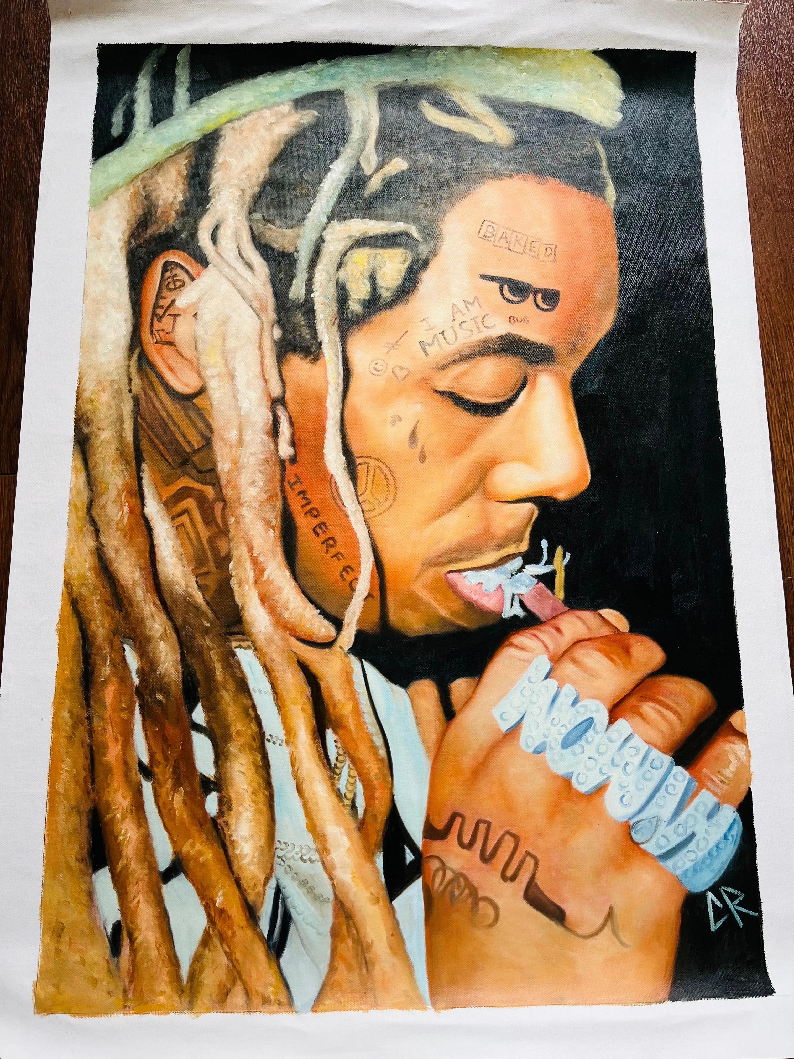 Original Lil Wayne Oil Painting - Hand Painted Canvas Artwork - Unique One of a Kind Portrait - Perfect for Home Decor, Music Studio & Fan Gift
