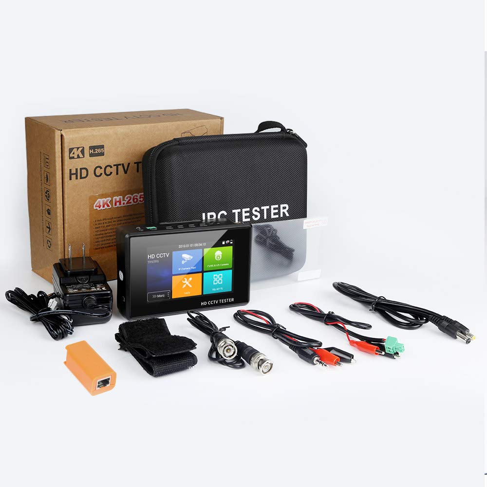 WSDCAM 4 Inch Portable Wrist IP Camera Tester - 4K H.265 CCTV Tester for IP/CVBS/CVI/TVI/AHD Analog Cameras with POE, IP Discovery & Firmware Update | Perfect for Security Installations & Camera Maintenance