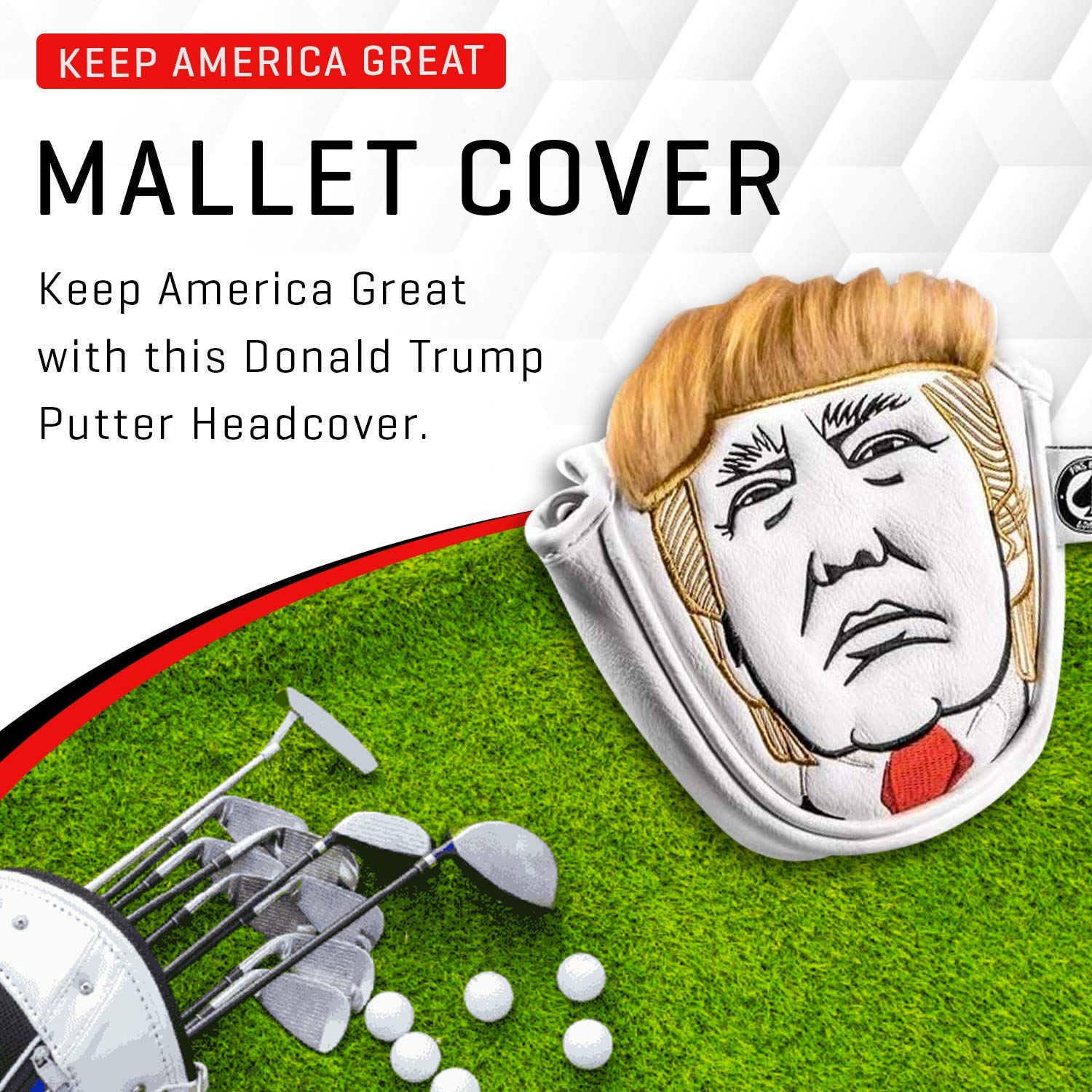 Pins & Aces Golf Co. Keep America Great Mallet Putter Head Cover - Premium Golf Club Protection for Mallet Putters | Perfect for Golf Enthusiasts & Patriotic Players