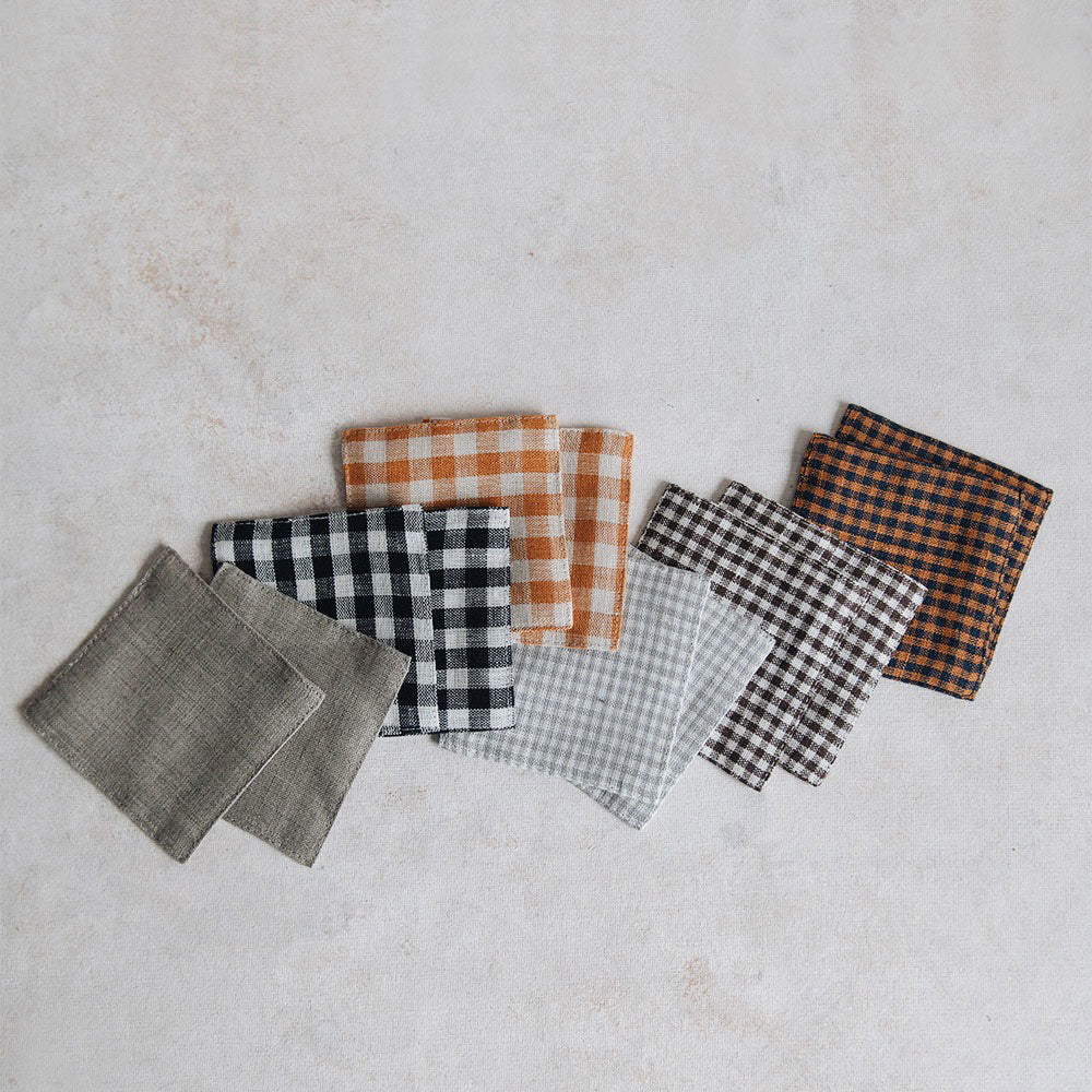 Premium Linen Coaster Set of 6 - Absorbent & Durable Drink Coasters for Hot & Cold Beverages - Perfect for Dining Table, Coffee Table, and Home Decor