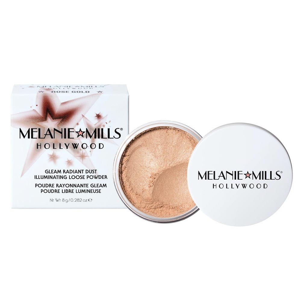 Melanie Mills Hollywood Rose Gold Gleam Radiant Dust - Luminous Body Powder for Face & Body, Vegan & Cruelty-Free | Perfect for Highlighting, Contouring & Special Occasions