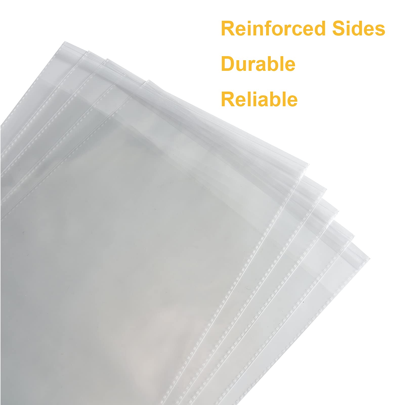 100 Count 9x12 Inch Clear Self-Seal Poly Bags for Clothing & Shirt Packaging - Durable Plastic Storage Bags for Retail, Shipping, and Organizing Clothes