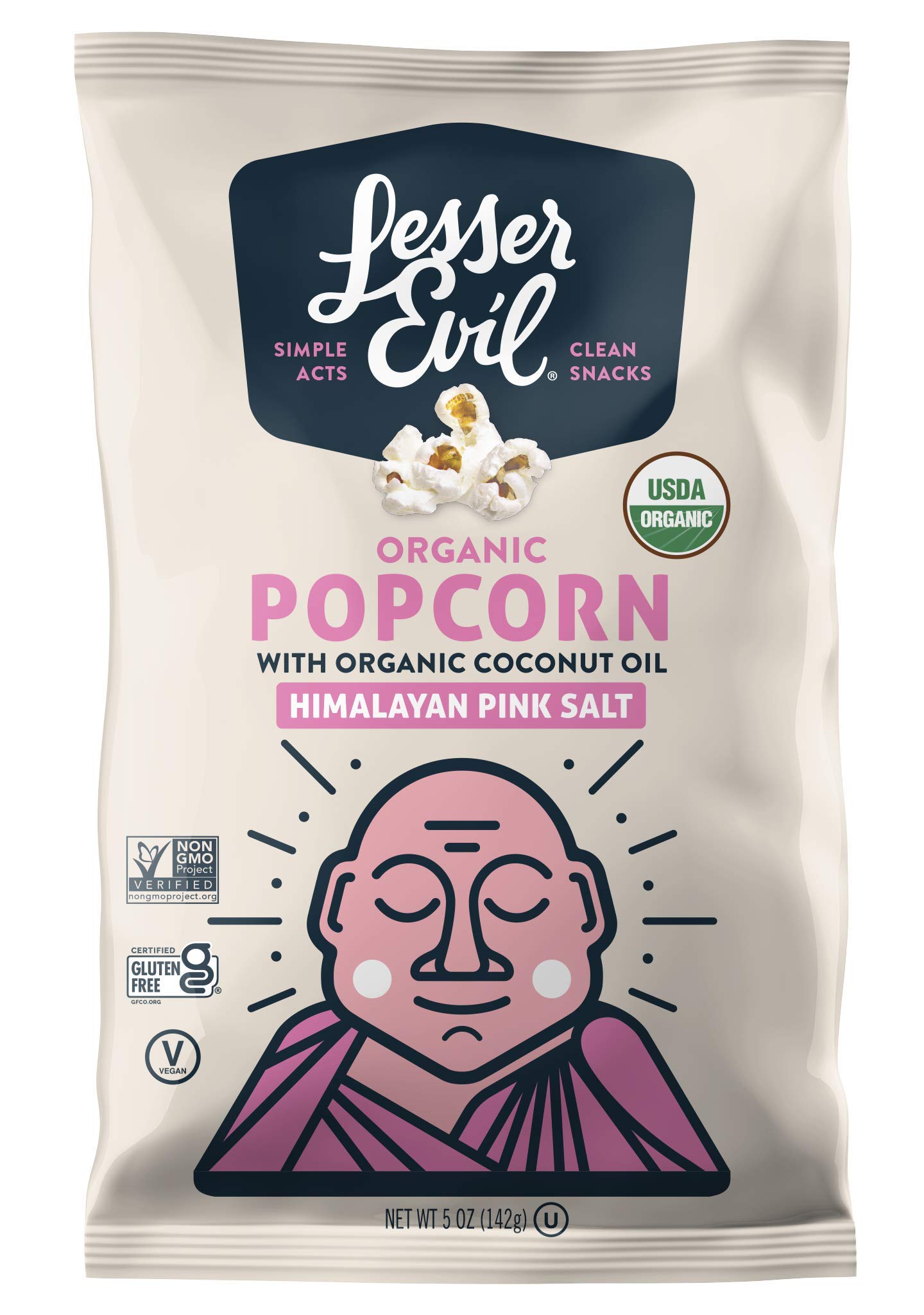 Organic Himalayan Pink Salt Popcorn - Non-GMO, No Artificial Ingredients, Cooked in Coconut Oil - Pack of 5 (5 oz Bags) | Healthy Snack for Movie Nights, Office Breaks & Road Trips