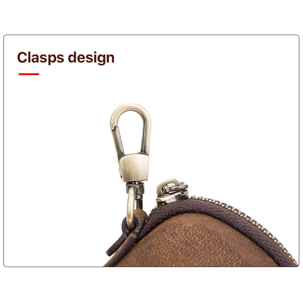 Hiram Men's Leather Coin Purse - Premium Travel Wallet for Coins & Cash (Coffee Brown) | Durable & Compact for Daily Use, Traveling, and Gifts