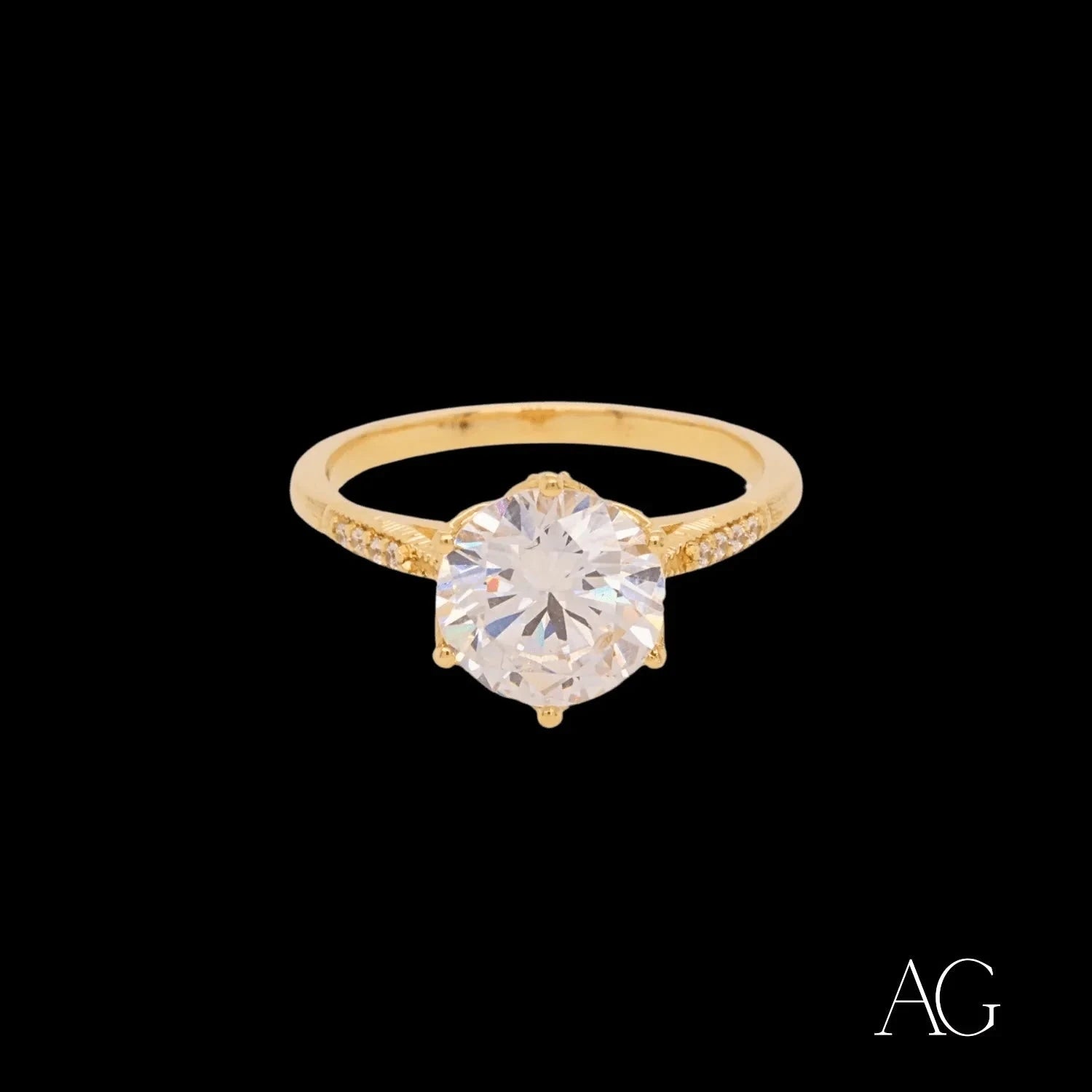 18K Gold CZ Ring for Women - Elegant Cubic Zirconia Engagement & Wedding Band - Perfect for Anniversaries, Proposals & Special Occasions