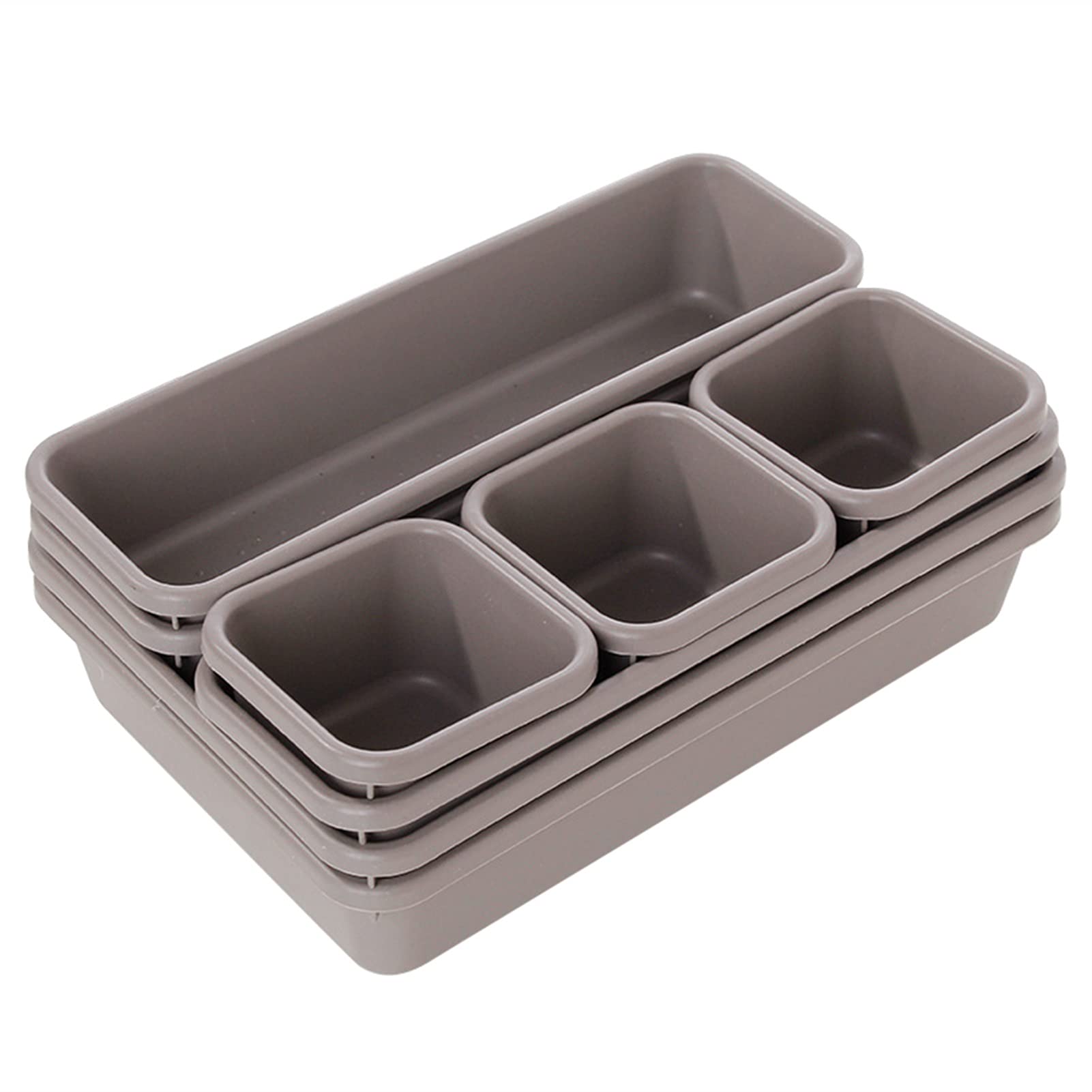 WNAVX Multi-Purpose Drawer Organizer for Kitchen, Bathroom, Closet & Desk - Gray Storage Box with Dividers for Jewelry, Makeup & Small Items | Perfect for Home Organization & Space Saving