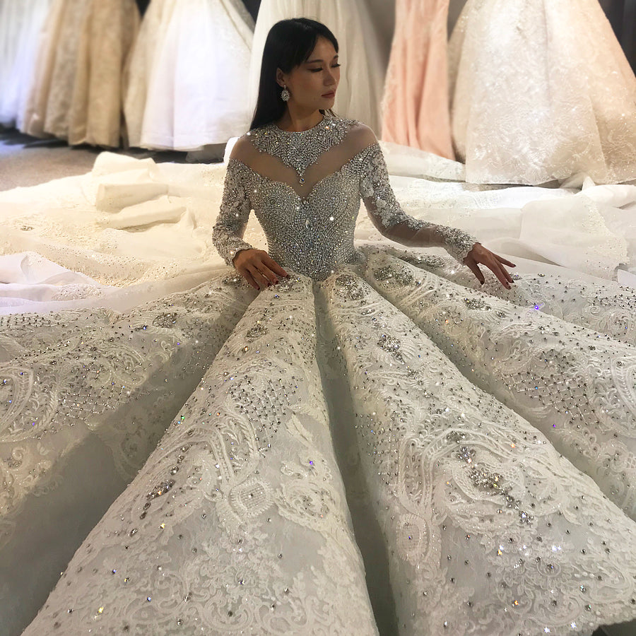 Amanda Novias Design Full Beading Bridal Gown – Luxury Royal Wedding Dress for Bride (Perfect for Church Ceremony, Ballroom Reception & Formal Events)