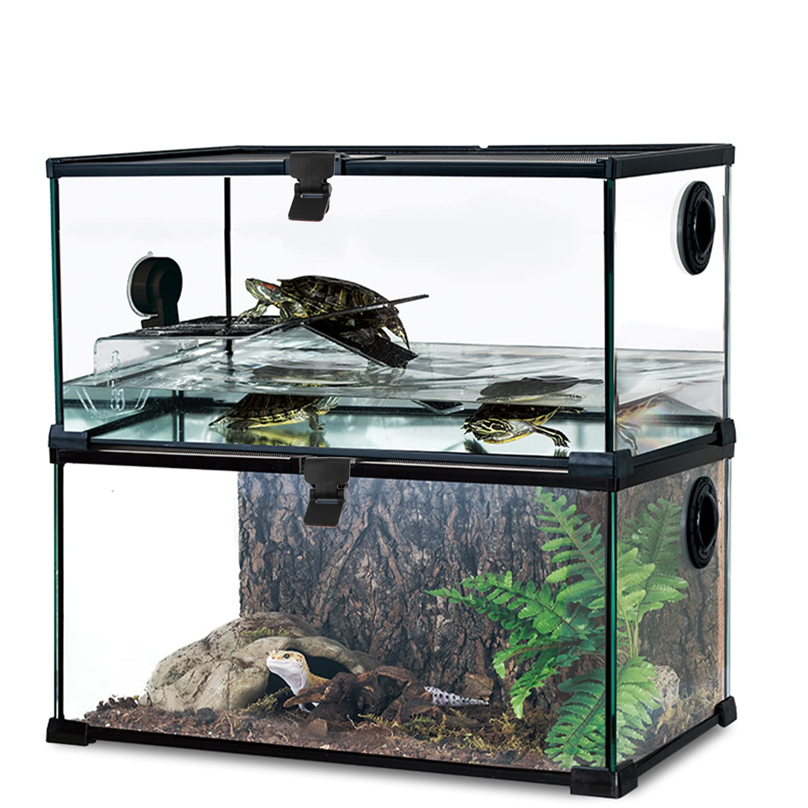 4pcs Terrarium Cover Clips - Non-Locking Screen Clips for Reptile Tanks, Glass Turtle Terrariums & Aquariums - Secure Screen Covers for Fresh Air & Easy Feeding Access - Ideal for Reptile Habitats & Pet Enclosures
