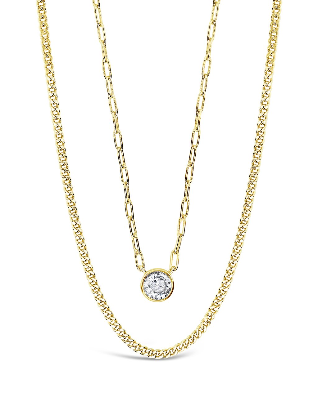 Elegant 2-Layer Sterling Silver Necklace with Bezel CZ Charm | Dainty Layered Chain Jewelry for Women | Perfect for Date Night, Weddings & Everyday Wear