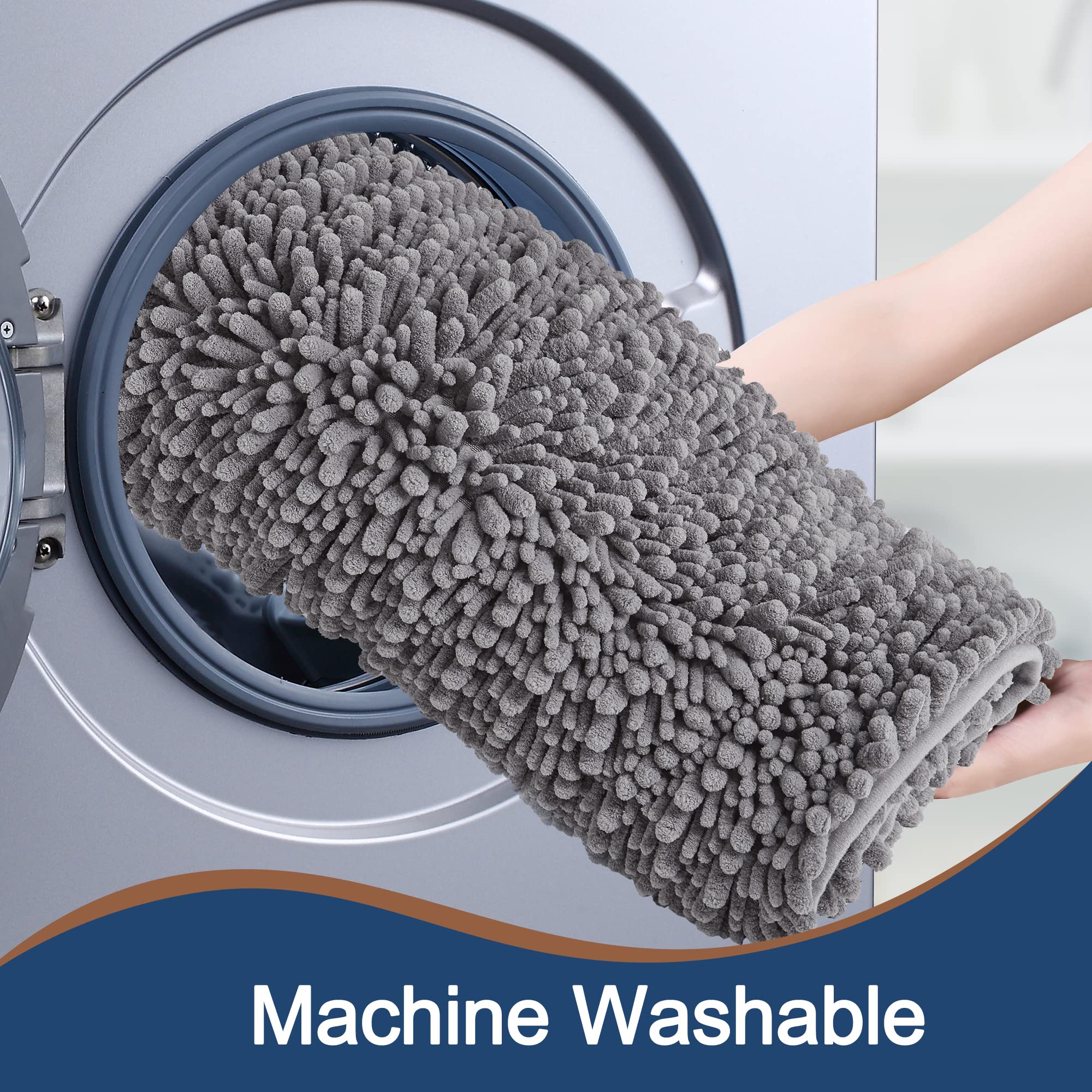 FLOLEOPA Soft Plush Microfiber Bathroom Rugs - Super Absorbent Non-Slip Bath Mat for Shower, Tub & Bathroom Floor - Machine Washable & Quick Dry - 27.5x47 Inches Grey - Perfect for Bathroom Safety & Comfort