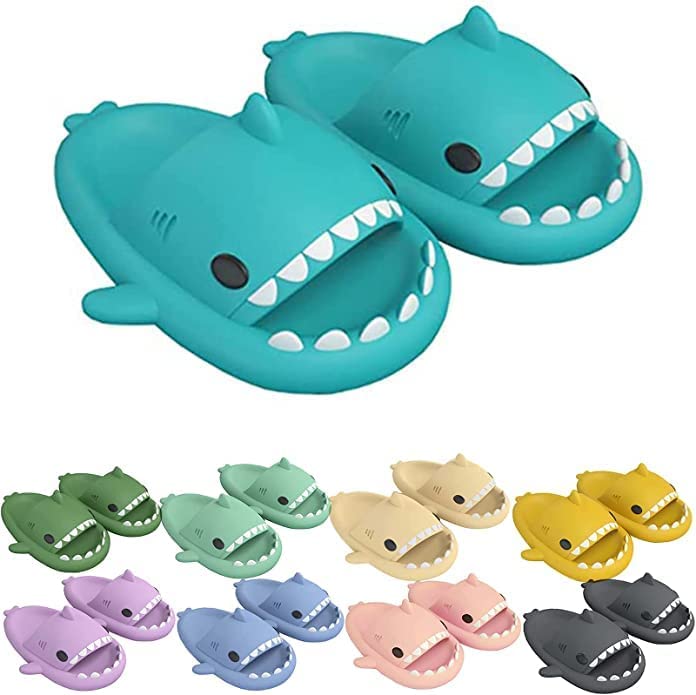 **Cute Shark Slippers for Women & Men - Anti-Slip Shower Sandals with Lightweight Sole, Open-Toe Slides for Beach, Pool & Casual Wear**