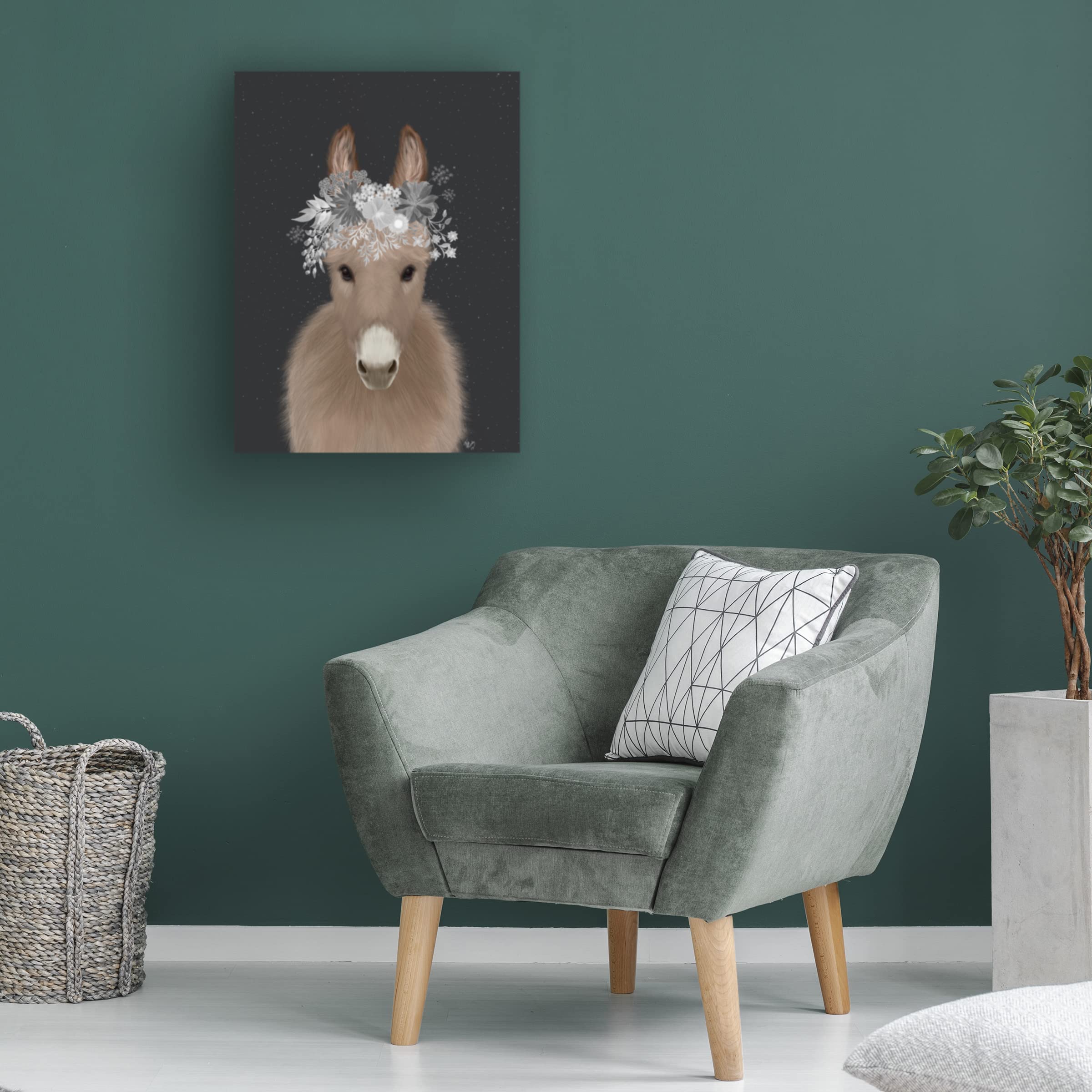 Trademark Fine Art 'Donkey White Flowers' Canvas Wall Art by Fab Funky - Modern Home Decor for Living Room, Bedroom & Office