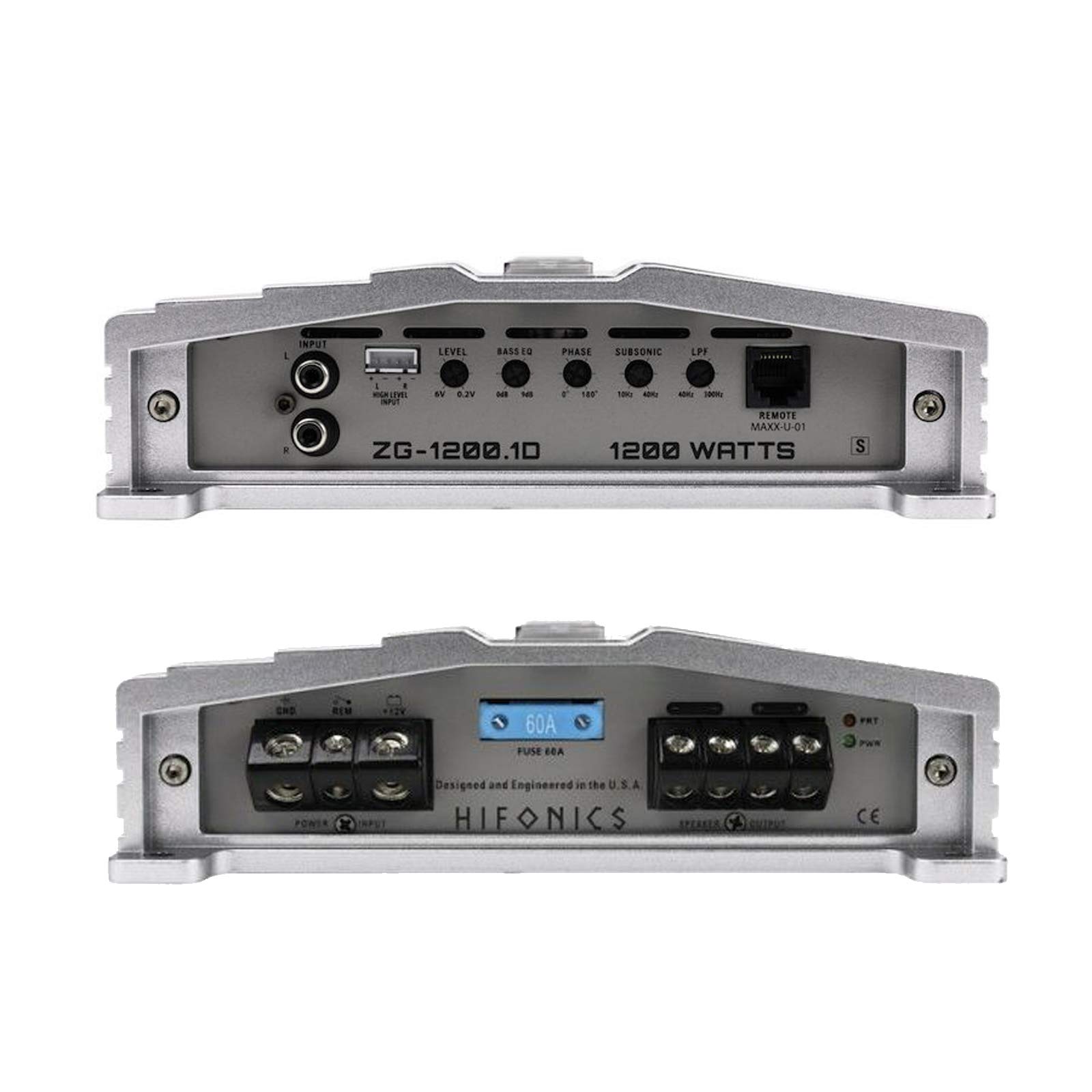 Hifonics ZG-1200.1D 1200W Zeus Gamma Mono Car Subwoofer Amplifier with Phone Holder - High Power Bass Boost for Car Audio System | Perfect for Road Trips & Music Lovers