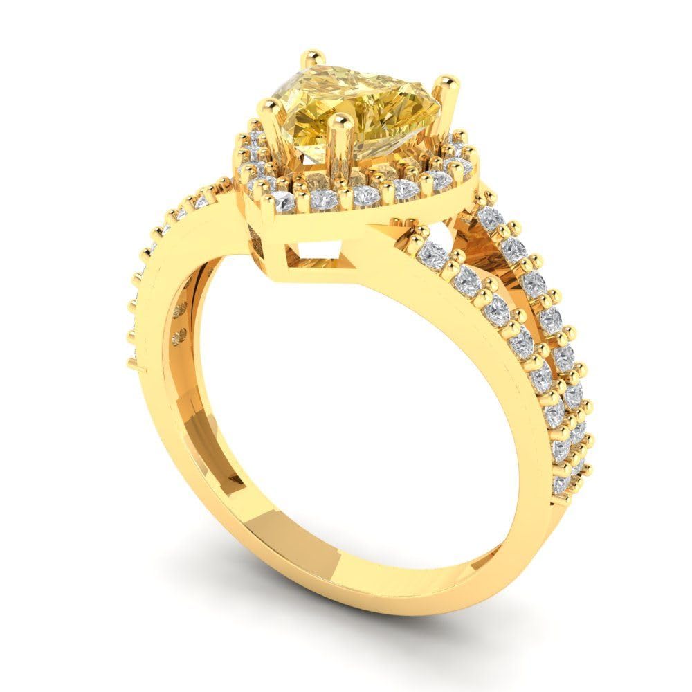 1.75ct Heart Halo Canary Yellow Simulated Diamond Ring - Anniversary & Engagement Gift