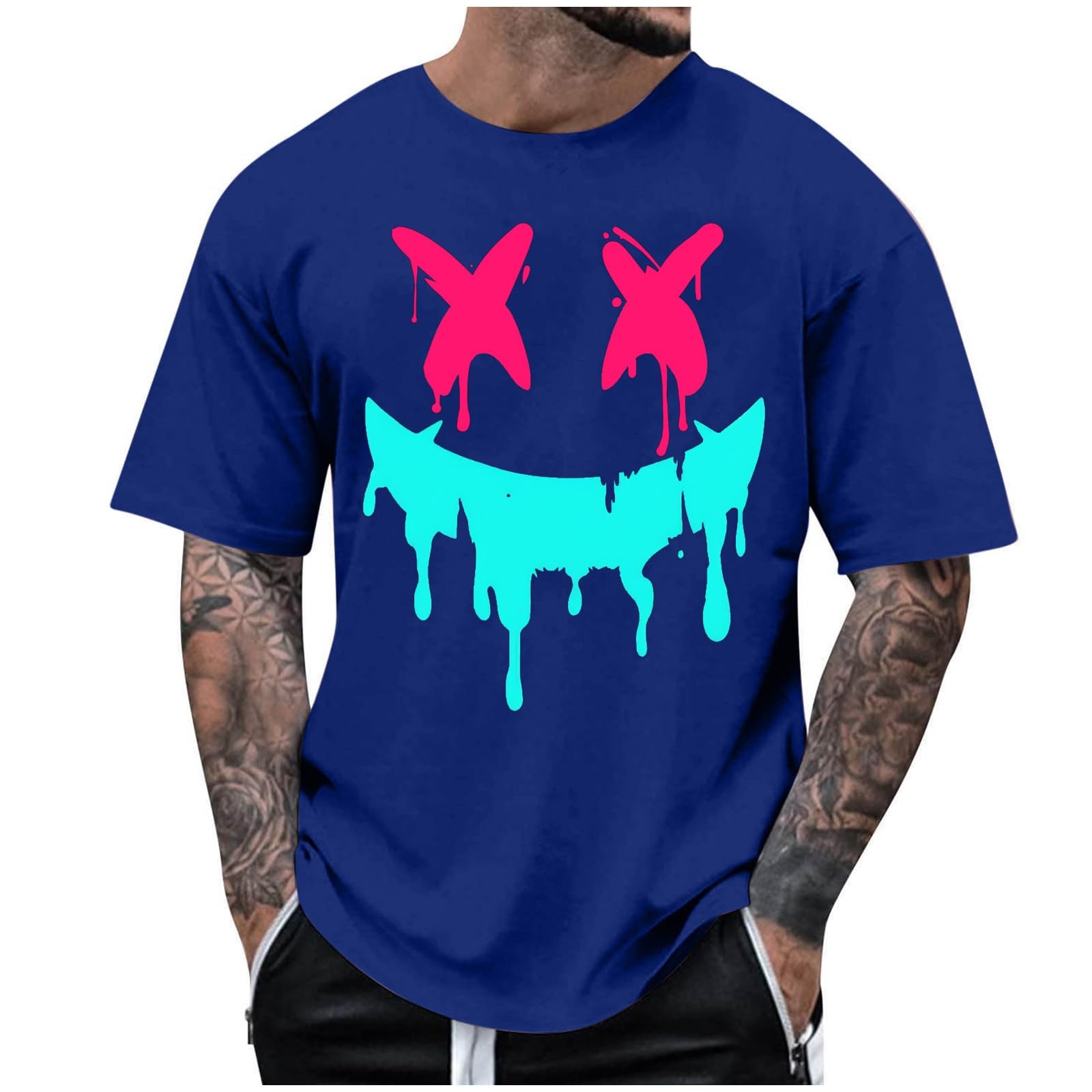 Men's Hipster Graphic Tees - Trendy Printed T-Shirts for Summer | Short Sleeve Drop Shoulder Streetwear Tops | Perfect for Casual Wear, Hip Hop Fashion & Street Style Outfits