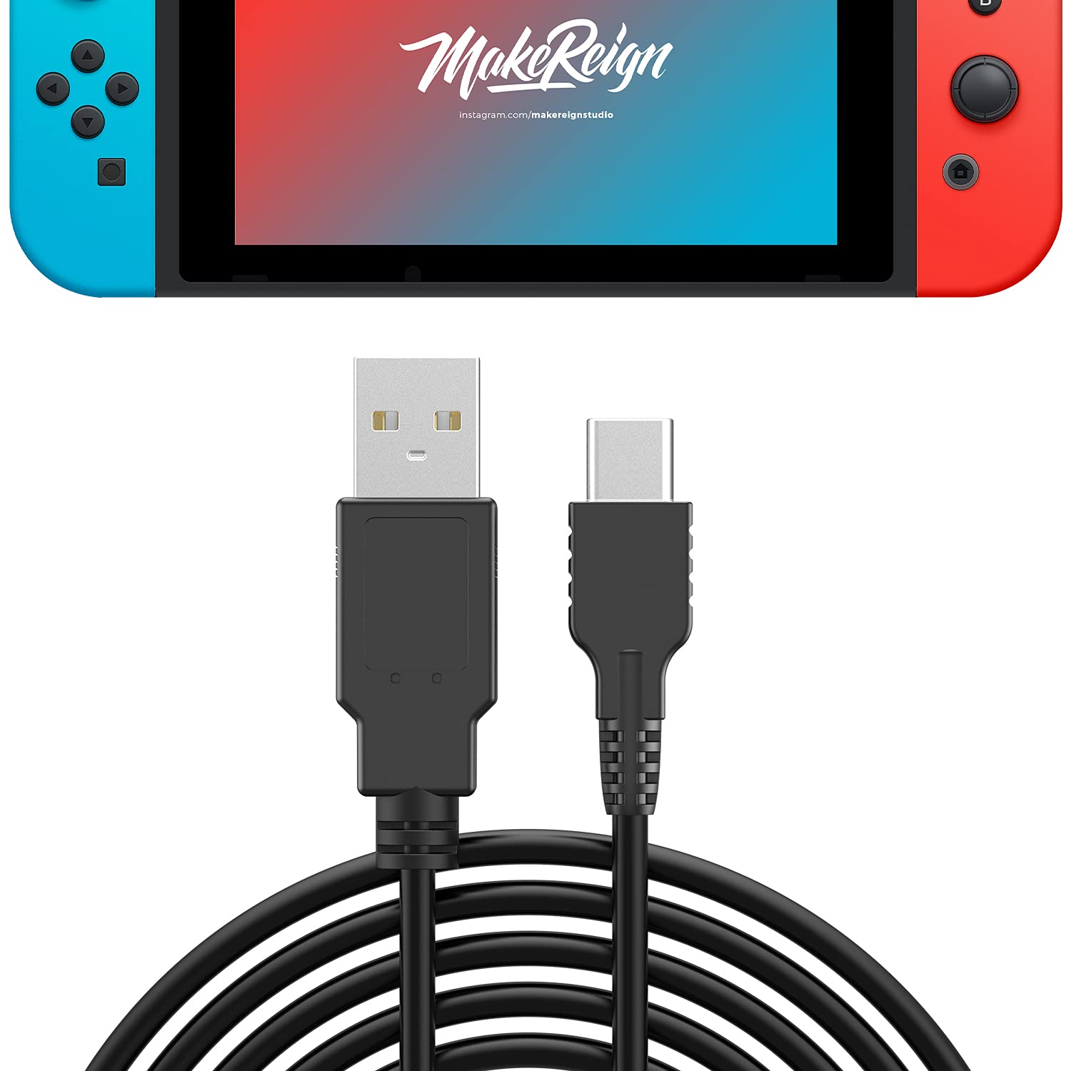 Premium RONVEI 10FT Charger Cable for PS4, PS5, Xbox Series & Switch Controllers - Fast Charging Micro USB & USB-C Cord - Durable Gaming Accessories for Playstation, Xbox & Nintendo (Black) - Perfect for Long Gaming Sessions & Multi-Device Charging