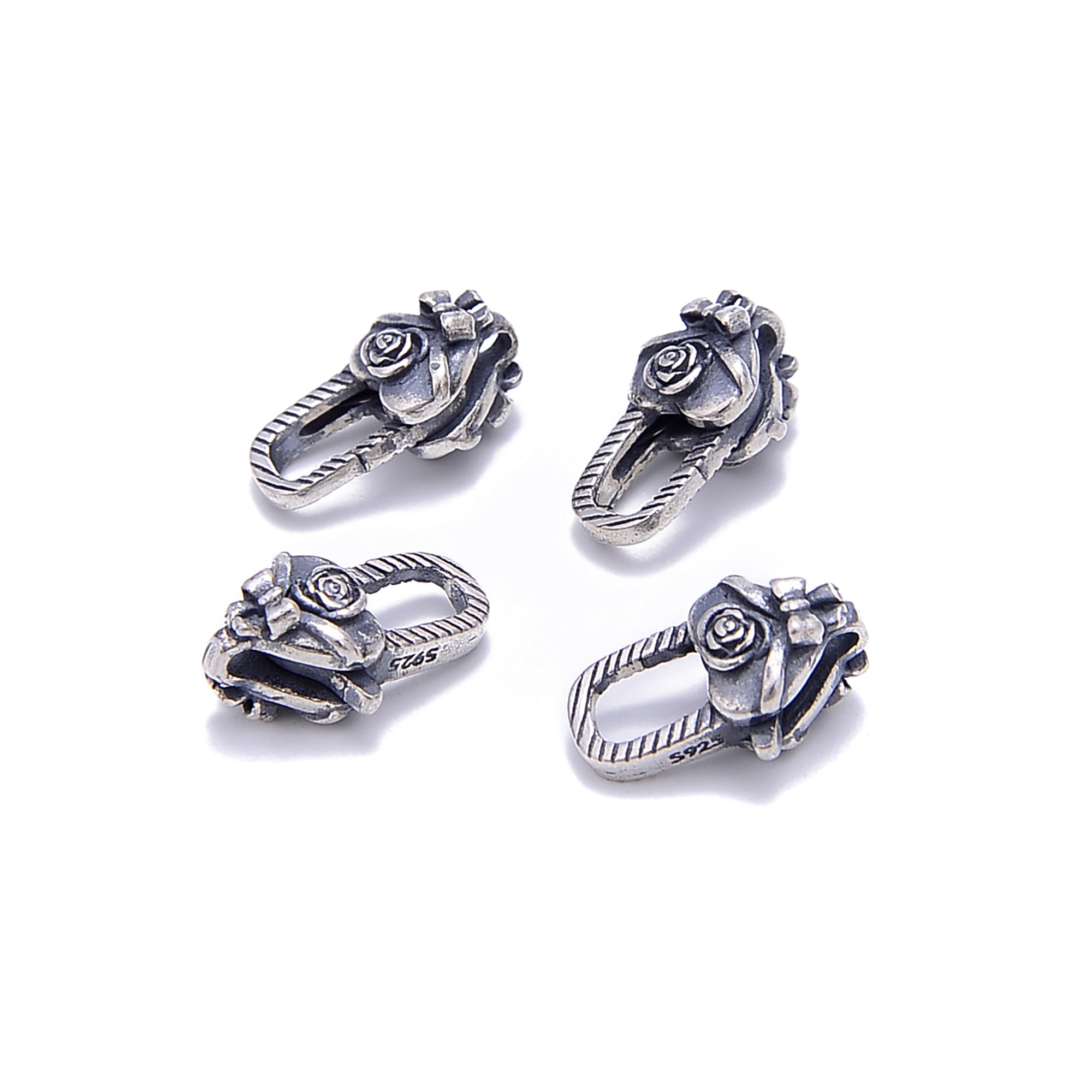 925 Sterling Silver Rose Clasp - Anti-Tarnish Silver Color - 8x15mm Size - 2 Pieces per Bag - Perfect for Jewelry Making, DIY Crafts, and Bracelet Closures