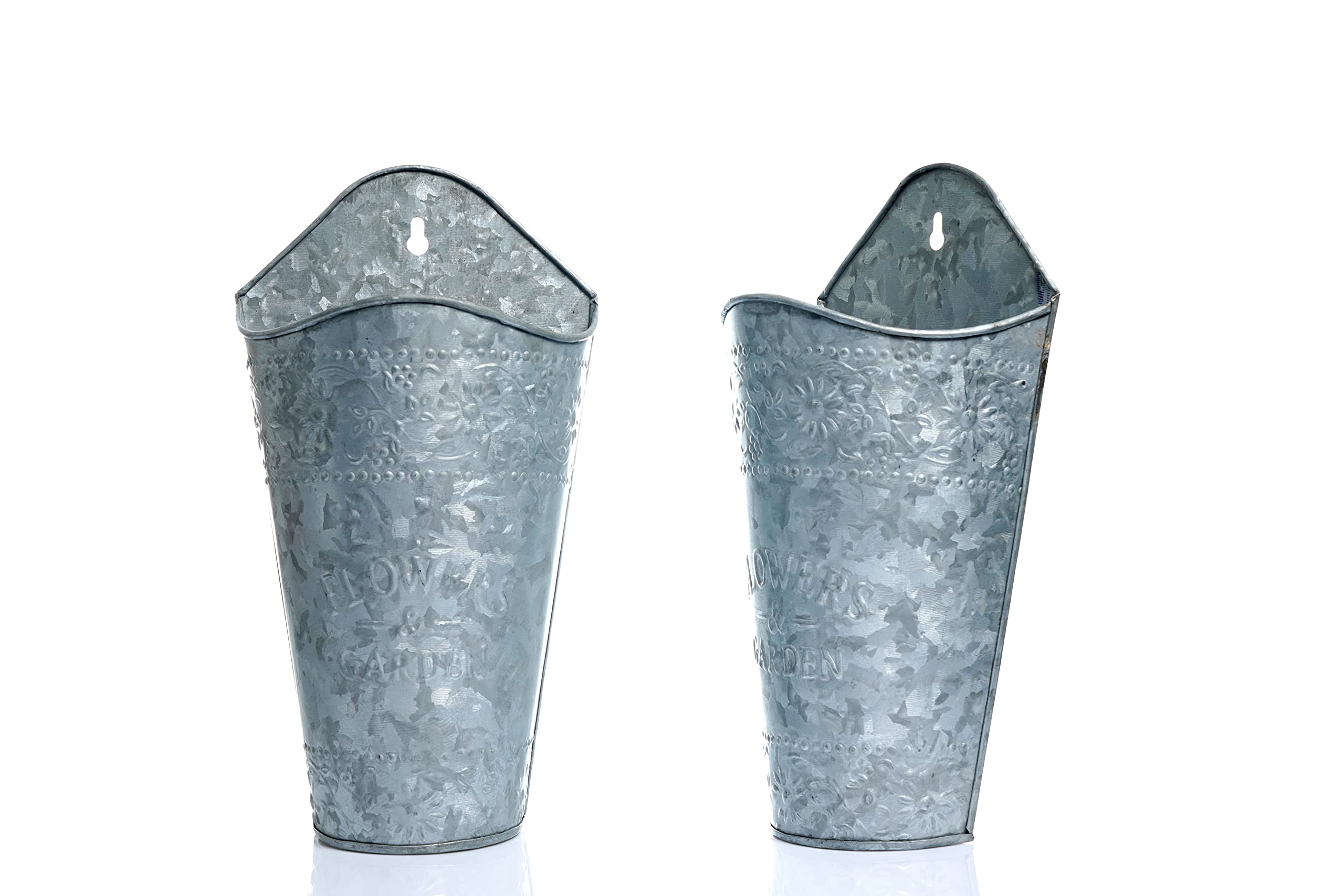 Galvanized Hanging Planter Set of 2 - Rustic Metal Wall Vases for Indoor & Outdoor Plants, Herbs & Flowers | Weather-Resistant Farmhouse Decor for Patio, Garden & Home Décor