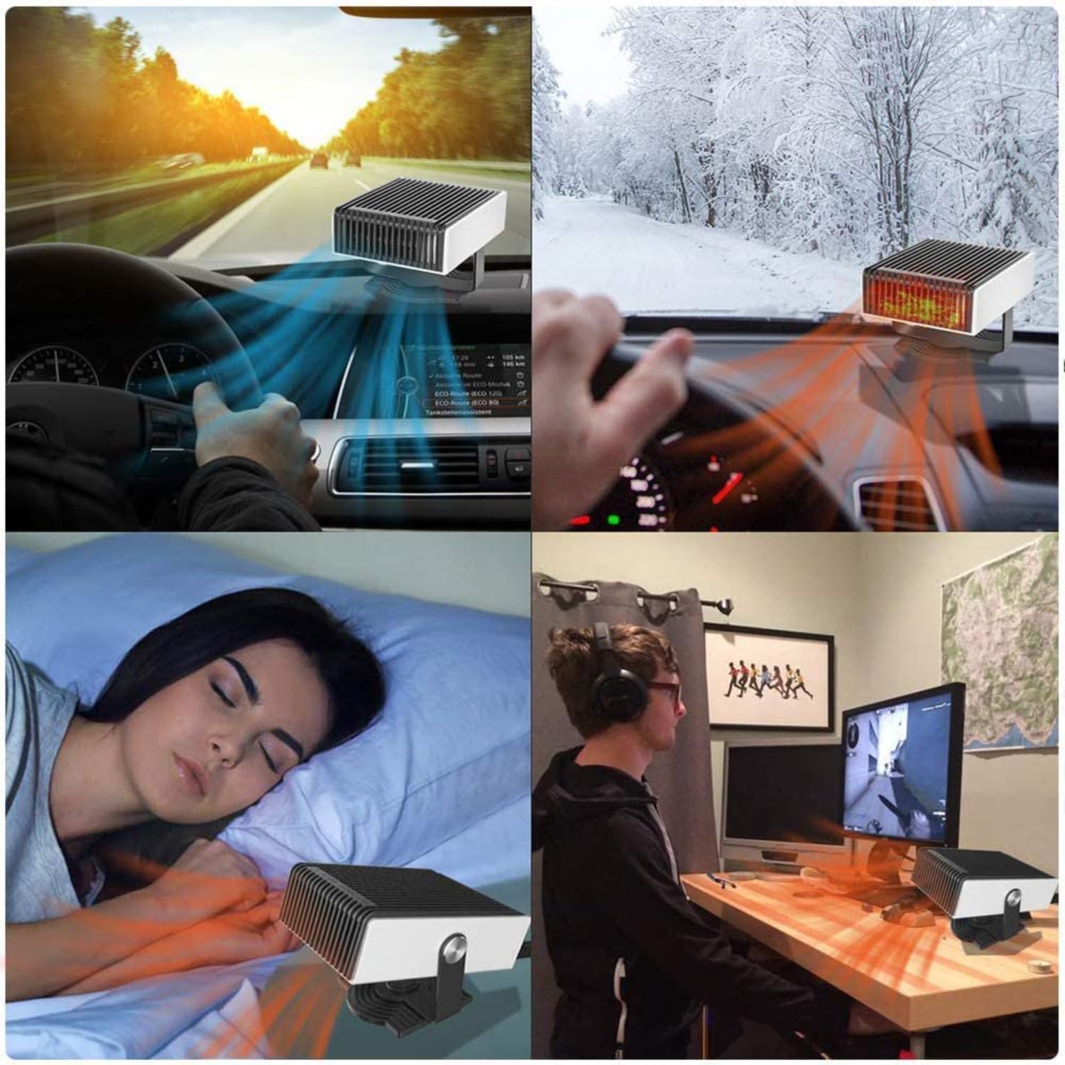 MASO 12V Portable Car Heater - Fast Defrosting & Warming Solution with Cigarette Lighter Plug - Perfect for Winter Commutes, Road Trips & Emergency Heating